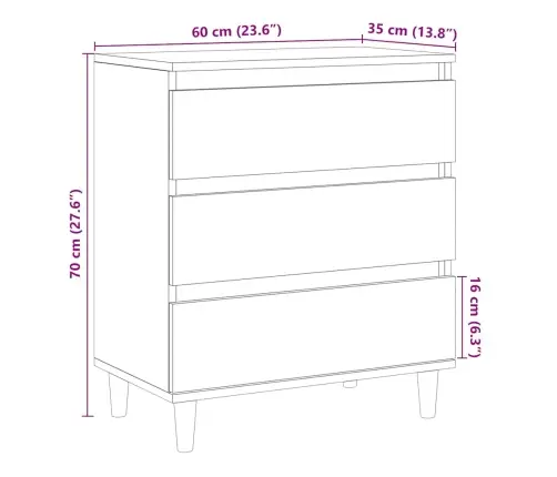 Kumode, Veca Koka, 60X35X70 Cm, Inženierijas Koks Vidaxl