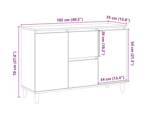 Kumode, Veca Koka, 102X35X70 Cm, Inženierijas Koks Vidaxl