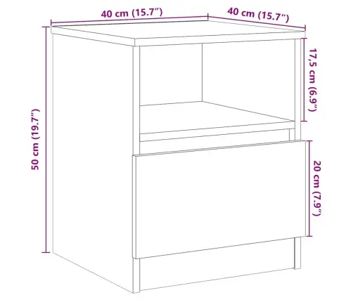 Nakts Skapis Old Wood 40X40X50 Cm Engineered Wood Vidaxl