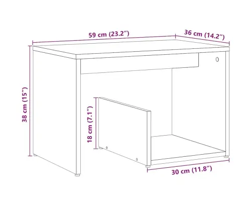 Sānu Galdiņš Artisan Oak 59X36X38 Cm Engineered Wood Vidaxl