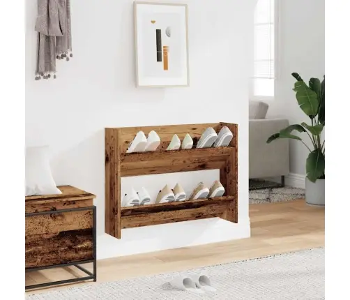 Sienas Apavu Plaukts, Veca Koka, 80X18X60 Cm, Konstruēts Koks Vidaxl