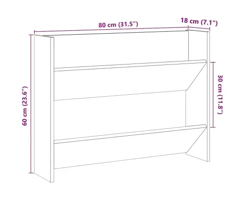 Sienas Apavu Plaukts, Veca Koka, 80X18X60 Cm, Konstruēts Koks Vidaxl