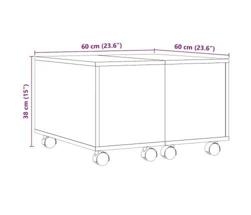 Kafijas Galdiņš, Koka Krāsa, 60X60X38 Cm, Inženierijas Koks Vidaxl