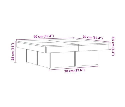 Kafijas Galdiņš Amatnieks Ozolkoka 90X90X28Cm Inženierijas Koks Vidaxl