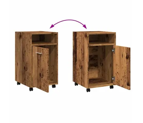 Ratastega Kapp Vana Puit 33X38X60 Cm Engineered Wood