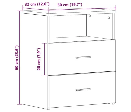 Naktsskapītis, Koka Krāsa, 50X32X60 Cm, Inženierijas Koks Vidaxl