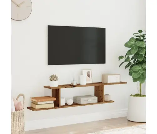 Sienas Tv Plaukts, Veca Koka, 125X18X23 Cm, Inženierijas Koks Vidaxl