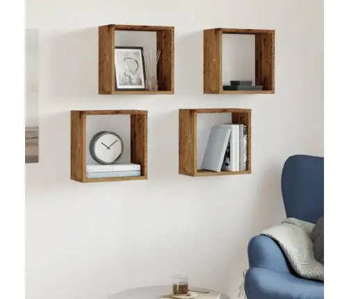 Kuba Formas Sienas Plaukti 4 Gab. 30X15X30 Cm Inženierijas Koks Vidaxl