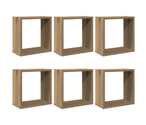 Kuba Formas Sienas Plaukti 6 Gab. 30X15X30 Cm Inženierijas Koks Vidaxl