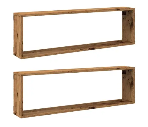 Kuba Formas Sienas Plaukti 2 Gab. 100X15X30Cm Inženierijas Koks Vidaxl