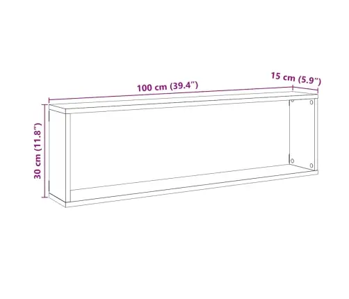 Kuba Formas Sienas Plaukti 2 Gab. 100X15X30Cm Inženierijas Koks Vidaxl