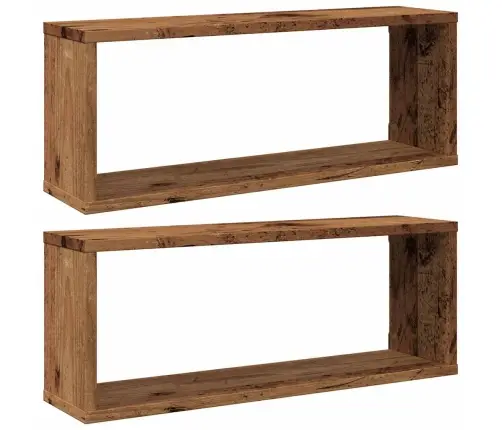 Sienas Kubu Plaukti 2 Gab Old Wood 60X15X23 Cm Engineered Wood Vidaxl
