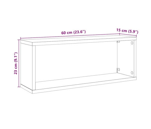 Sienas Kubu Plaukti 2 Gab Artisan Oak 60X15X23 Cm Vidaxl