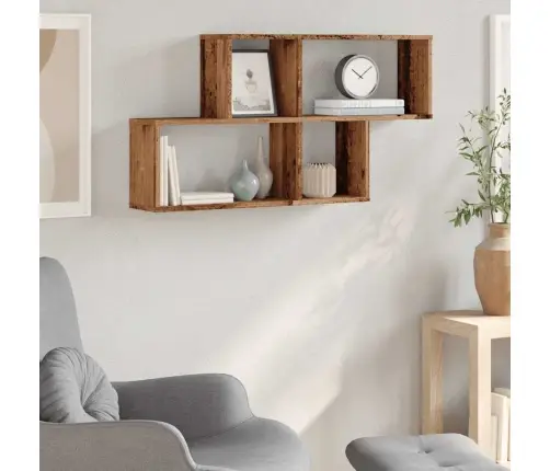 Sienas Plaukts, Veca Koka, 100X18X53 Cm, Inženierijas Koks Vidaxl