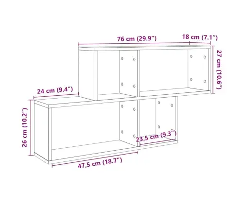 Sienas Plaukts, Veca Koka, 100X18X53 Cm, Inženierijas Koks Vidaxl