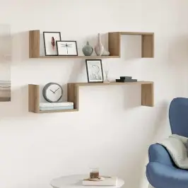 Sienas Plaukti 2 Gab Amatnieka 100X15X20 Cm Inženierijas Koks Vidaxl