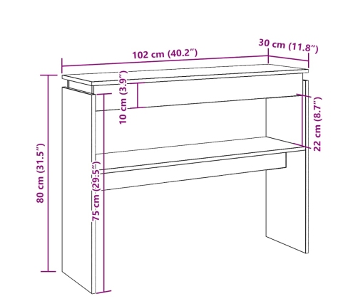 Konsoles Galds Artisan Ozols 102X30X80 Cm Inženierijas Koks Vidaxl
