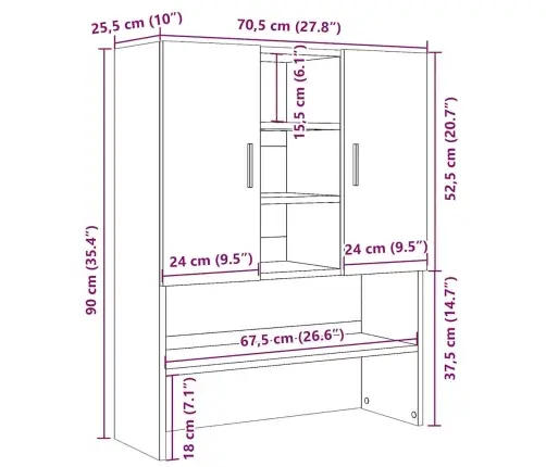 Veļasmašīnas Skapītis, Koka Krāsa, 70,5X25,5X90 Cm Vidaxl