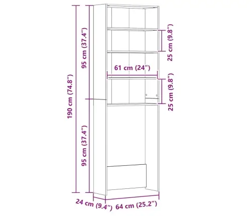 Pesumasina Kapp Vana Puit 64X24X190 Cm