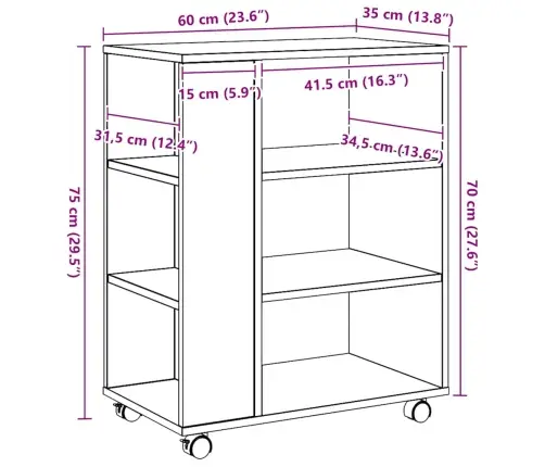 Rullkapp Artisan Oak 60X35X75 Cm Insenerpuit