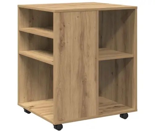 Plaukts Ar Riteņiem, Koka Krāsa, 60X53X72 Cm, Inženierijas Koks Vidaxl