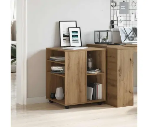 Plaukts Ar Riteņiem, Koka Krāsa, 60X53X72 Cm, Inženierijas Koks Vidaxl