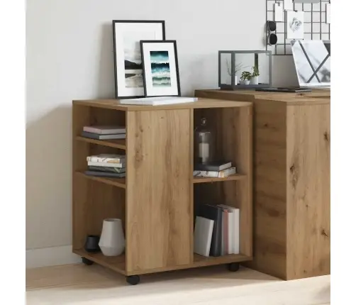 Plaukts Ar Riteņiem, Koka Krāsa, 60X53X72 Cm, Inženierijas Koks Vidaxl