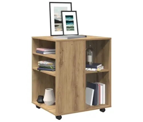 Plaukts Ar Riteņiem, Koka Krāsa, 60X53X72 Cm, Inženierijas Koks Vidaxl