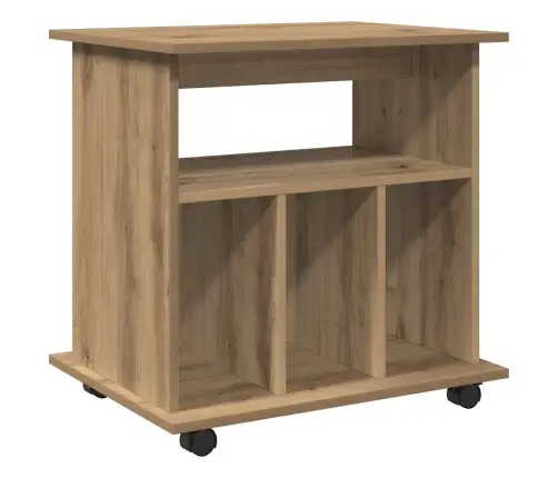 Plaukts Ar Riteņiem, Koka Krāsa, 60X45X60 Cm, Inženierijas Koks Vidaxl