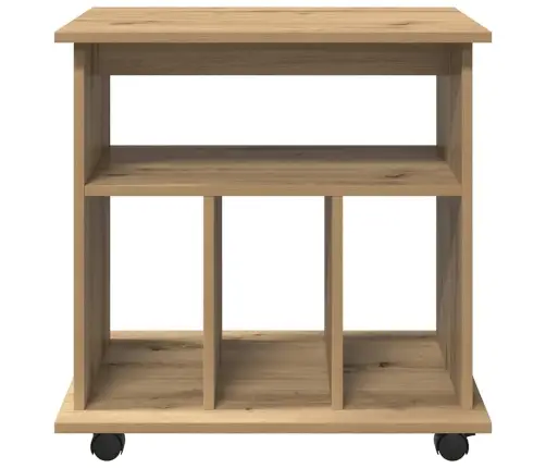 Plaukts Ar Riteņiem, Koka Krāsa, 60X45X60 Cm, Inženierijas Koks Vidaxl