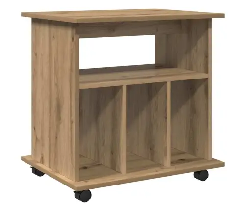 Plaukts Ar Riteņiem, Koka Krāsa, 60X45X60 Cm, Inženierijas Koks Vidaxl