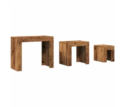 Kafijas Galdiņi, 3 Gab., Sabīdāmi, Veca Koka, Konstruēts Koks Vidaxl