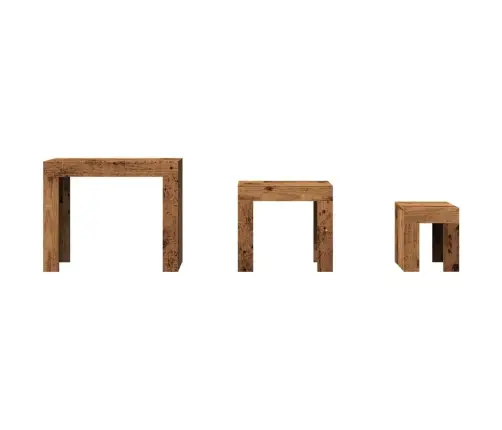 Kafijas Galdiņi, 3 Gab., Sabīdāmi, Veca Koka, Konstruēts Koks Vidaxl