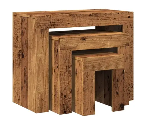 Kafijas Galdiņi, 3 Gab., Sabīdāmi, Veca Koka, Konstruēts Koks Vidaxl