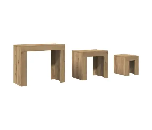 Kafijas Galdiņi, 3 Gab., Sabīdāmi, Koka Krāsa, Konstruēts Koks Vidaxl