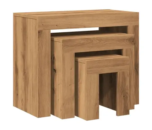 Kafijas Galdiņi, 3 Gab., Sabīdāmi, Koka Krāsa, Konstruēts Koks Vidaxl