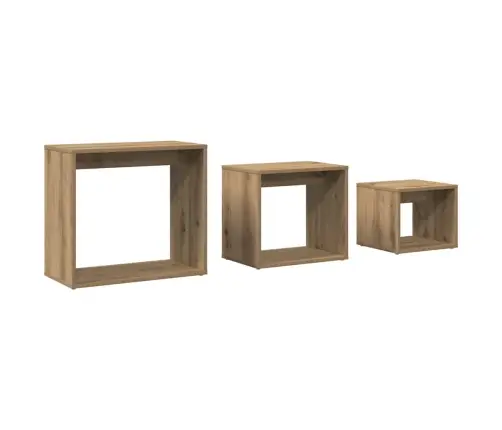 Galdiņi, 3 Gab., Sabīdāmi, Koka Krāsa, Inženierijas Koks Vidaxl