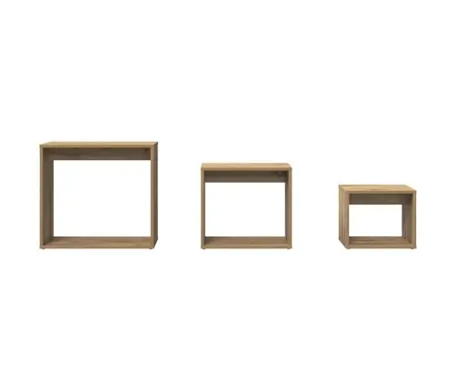 Galdiņi, 3 Gab., Sabīdāmi, Koka Krāsa, Inženierijas Koks Vidaxl