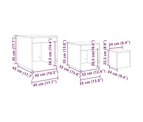 Galdiņi, 3 Gab., Sabīdāmi, Veca Koka, Inženierijas Koks Vidaxl