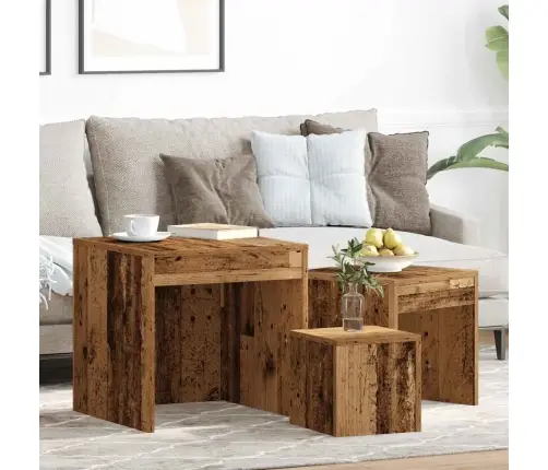 Galdiņi, 3 Gab., Sabīdāmi, Veca Koka, Inženierijas Koks Vidaxl