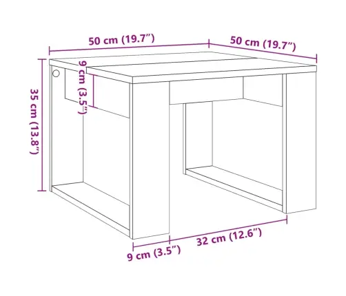 Šoninis Staliukas, Medienos, 50X50X35cm Apdirbta Mediena