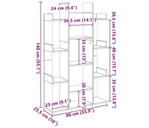 Grāmatu Skapis Old Wood 86X25,5X140 Cm Engineered Wood Vidaxl
