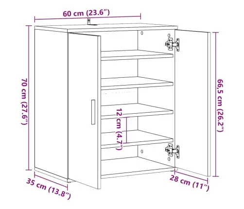 Apavu Skapis, Koka Krāsa, 60X35X70 Cm, Inženierijas Koks Vidaxl