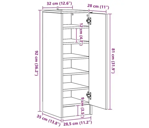 Kingakapp Artisan Oak 32X35X92 Cm Engineered Wood