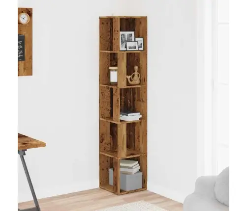 Stūra Skapītis, Veca Koka, 33X33X165 Cm, Inženierijas Koks Vidaxl