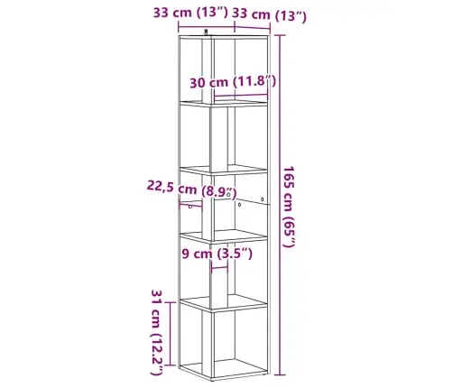 Stūra Skapītis, Veca Koka, 33X33X165 Cm, Inženierijas Koks Vidaxl