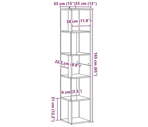 Stūra Skapītis, Koka Krāsa, 33X33X165 Cm, Inženierijas Koks Vidaxl