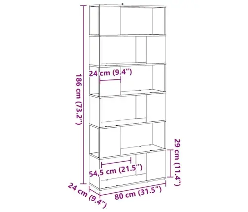 Grāmatu Plaukts, Aizslietnis, Koka Krāsa, 80X24X186 Cm Vidaxl