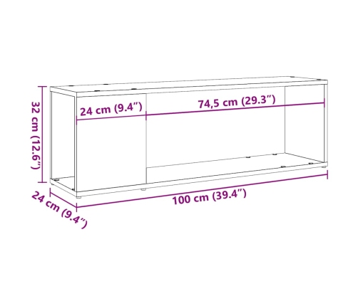 Tv Plaukts, Koka Krāsa, 100X24X32 Cm, Inženierijas Koks Vidaxl