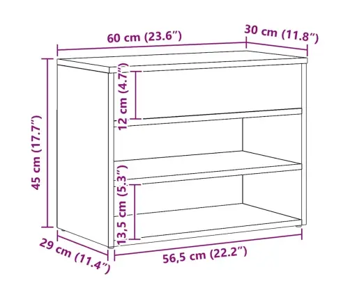 Kingapink Artisan Oak 60X30X45 Cm Engineered Wood